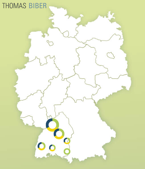 Karte mit SAP Jobs in Baden-Württemberg