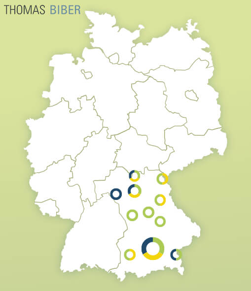 Karte mit SAP Jobs in Bayern